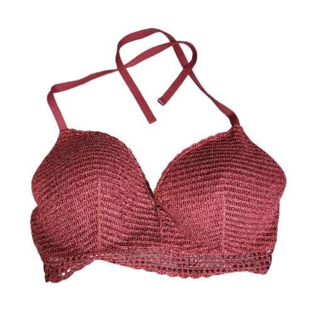 Shade & Shore 38DD Crochet Dusty Rose Push Up Bikini Top